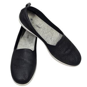 Cloudsteppers by Clarks Women's Ayla Blair Shoe Black Perforated Leather Size 9